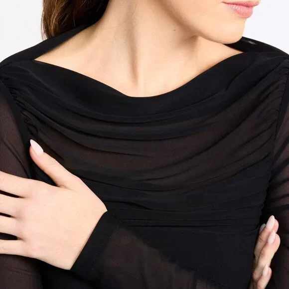 Beautiful Ruched Mesh Top - Picture 3 of 4